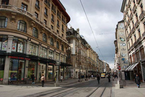 Clean street of Geneva, Switzerland