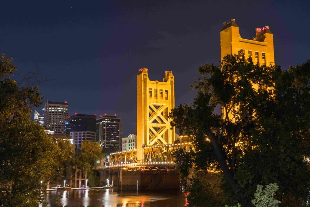 Night View of the Tower Bridge Sacramento Sacramento Escorts