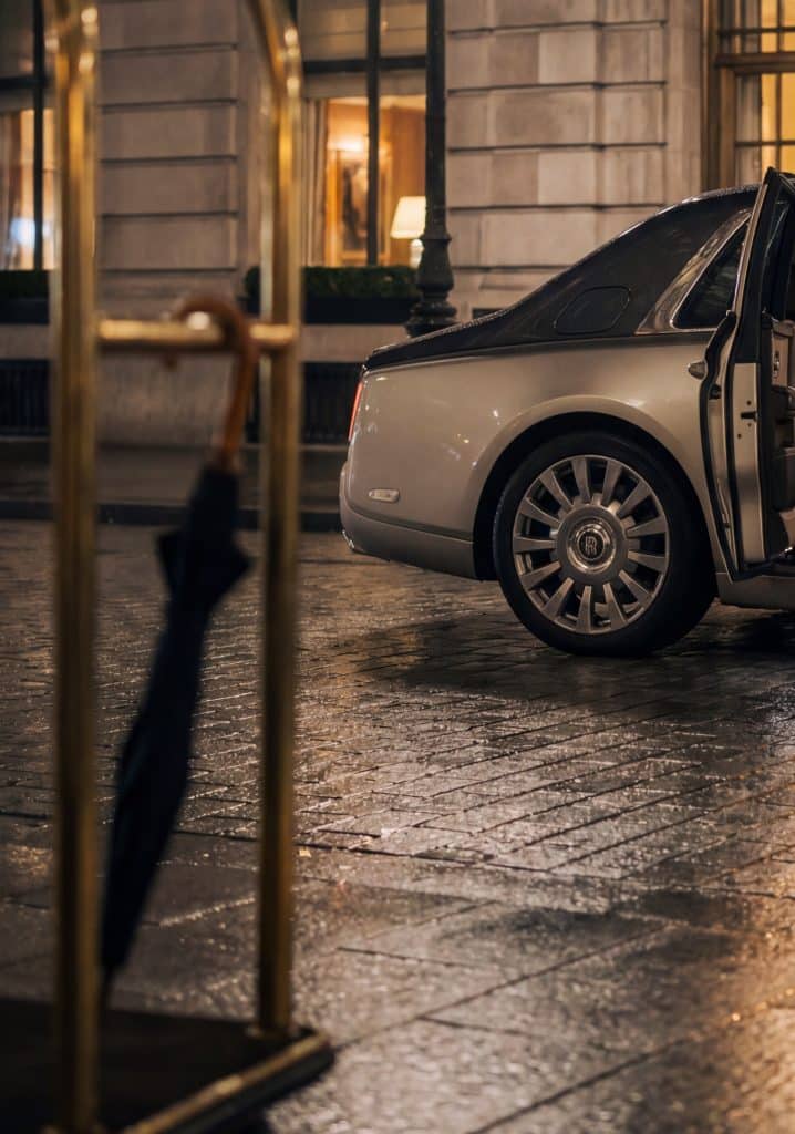 Luxury car outside a five star hotel: Absolute discretion and trust